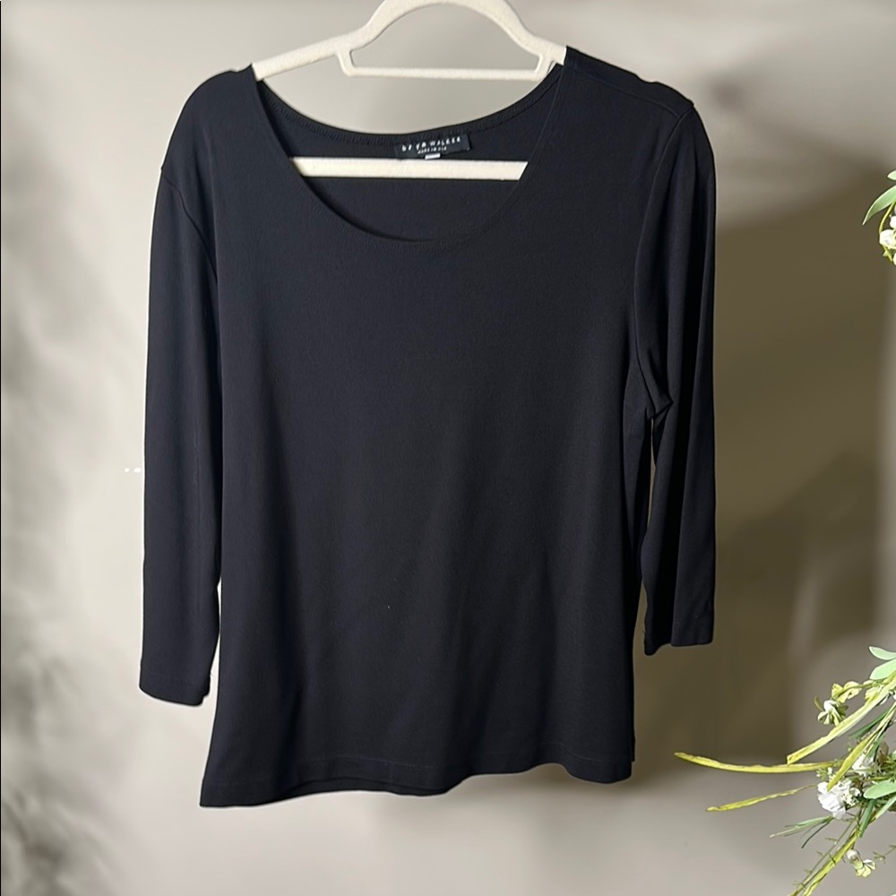 Bryn Walker Black 3/4 Sleeve Fitted Blouse